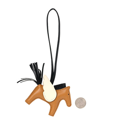 Hermes Milo Lambskin Grigri Rodeo Pegase Horse Bag Charm PM Sesame Black Nata 2 of 5