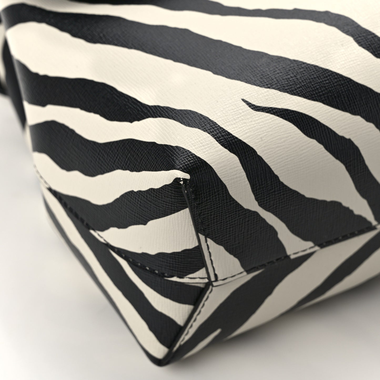 Saffiano Zebra Print Mini Lady Bag Black White