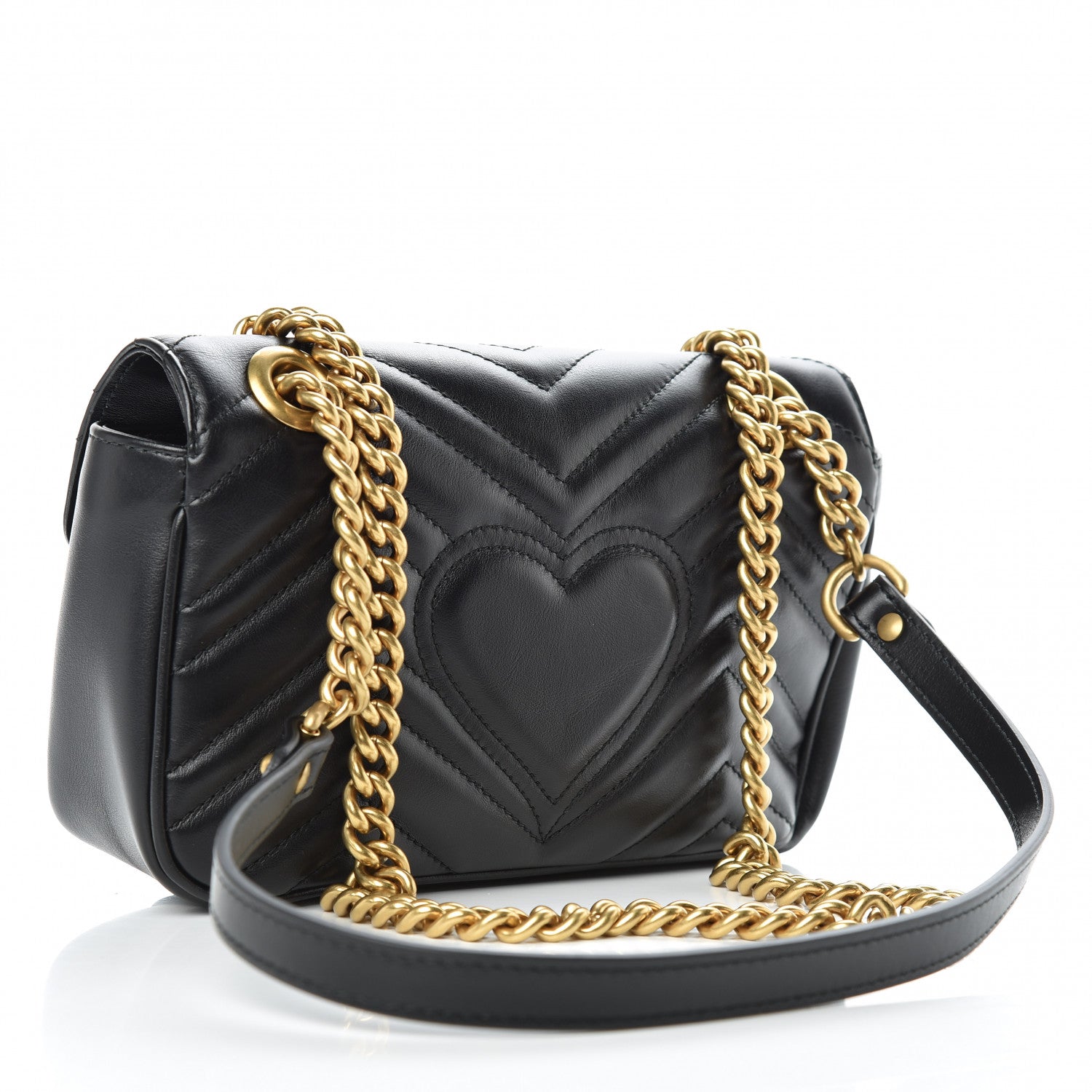 Gucci Calfskin Matelasse Mini GG Marmont Shoulder Bag Black 3 of 10