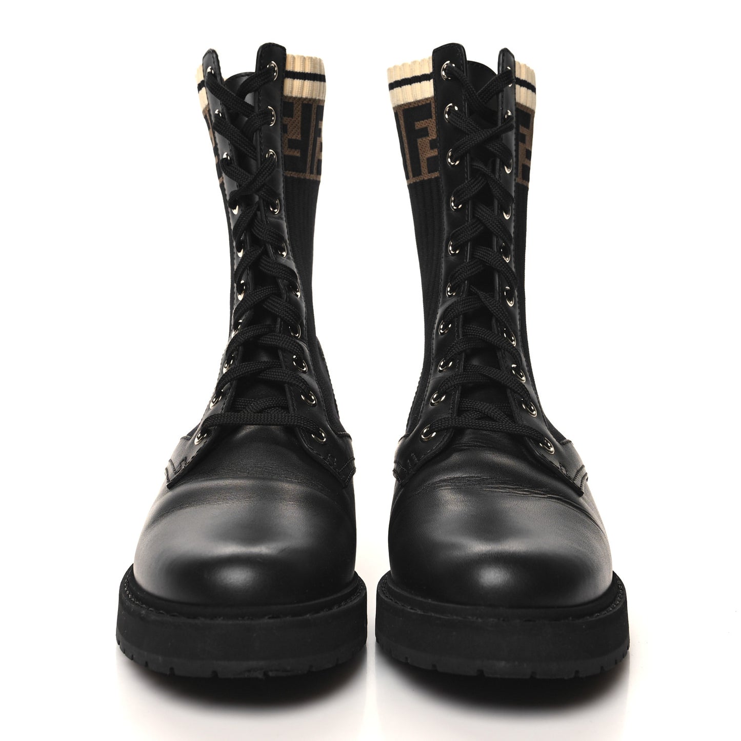 Calfskin Stretch Fabric Rockoko Biker Boots 39 Tobacco Black Marino