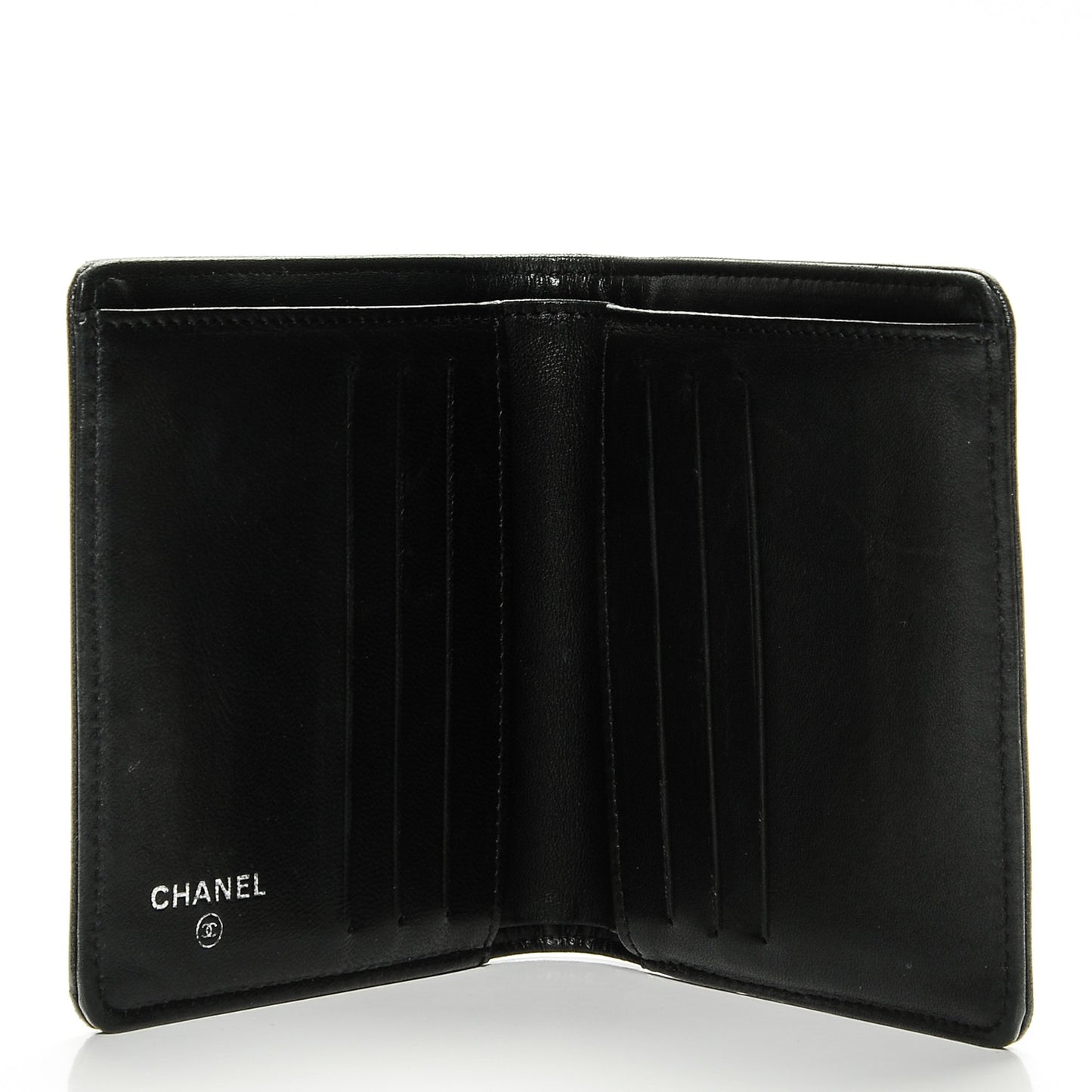 Embossed Lambskin Travel Bi-Fold Wallet Black
