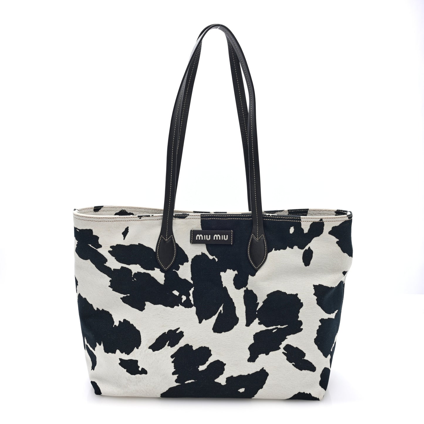 Tessuto Cow Print Shopping Tote Black White