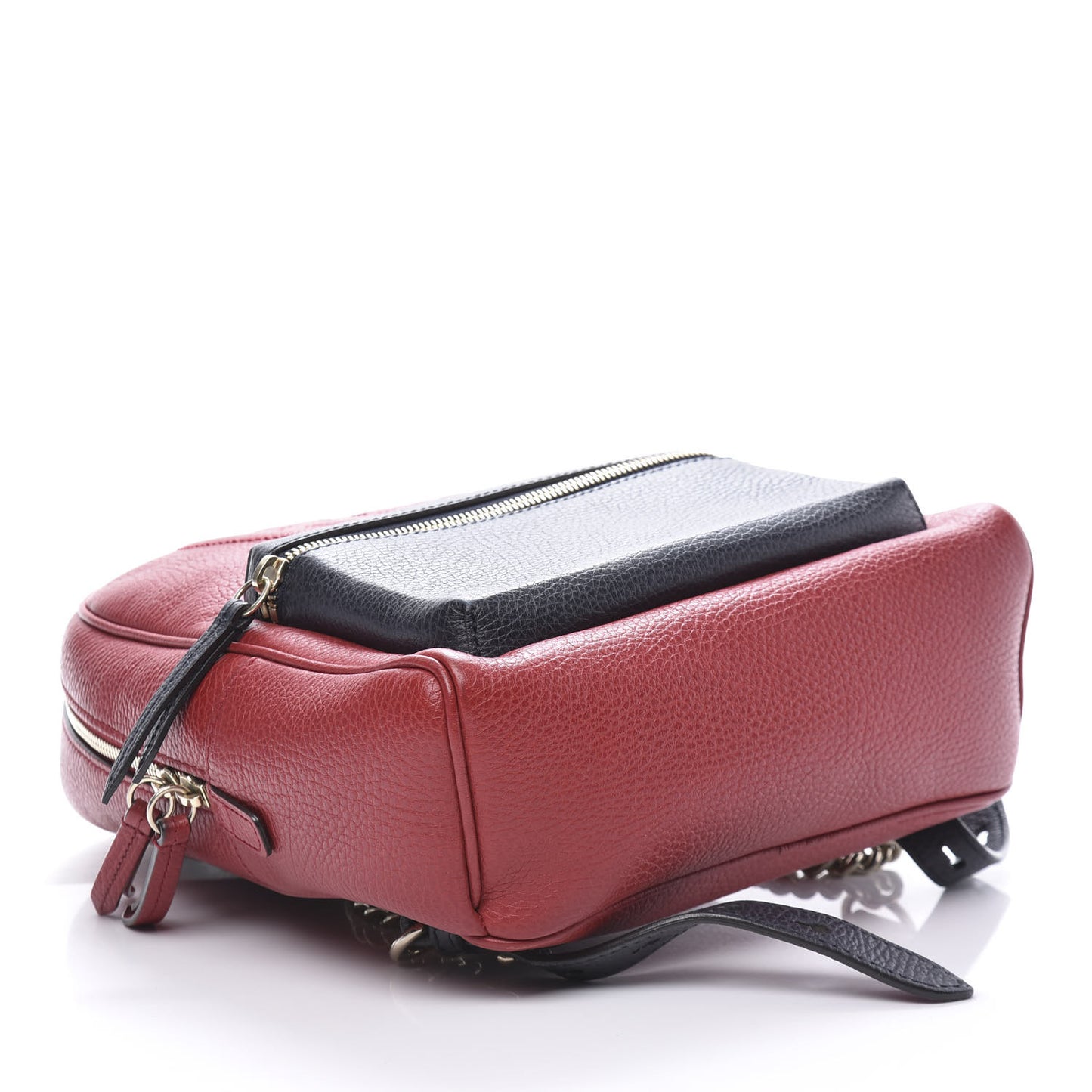 Pebbled Calfskin Bi-Color Soho Chain Backpack Red Navy
