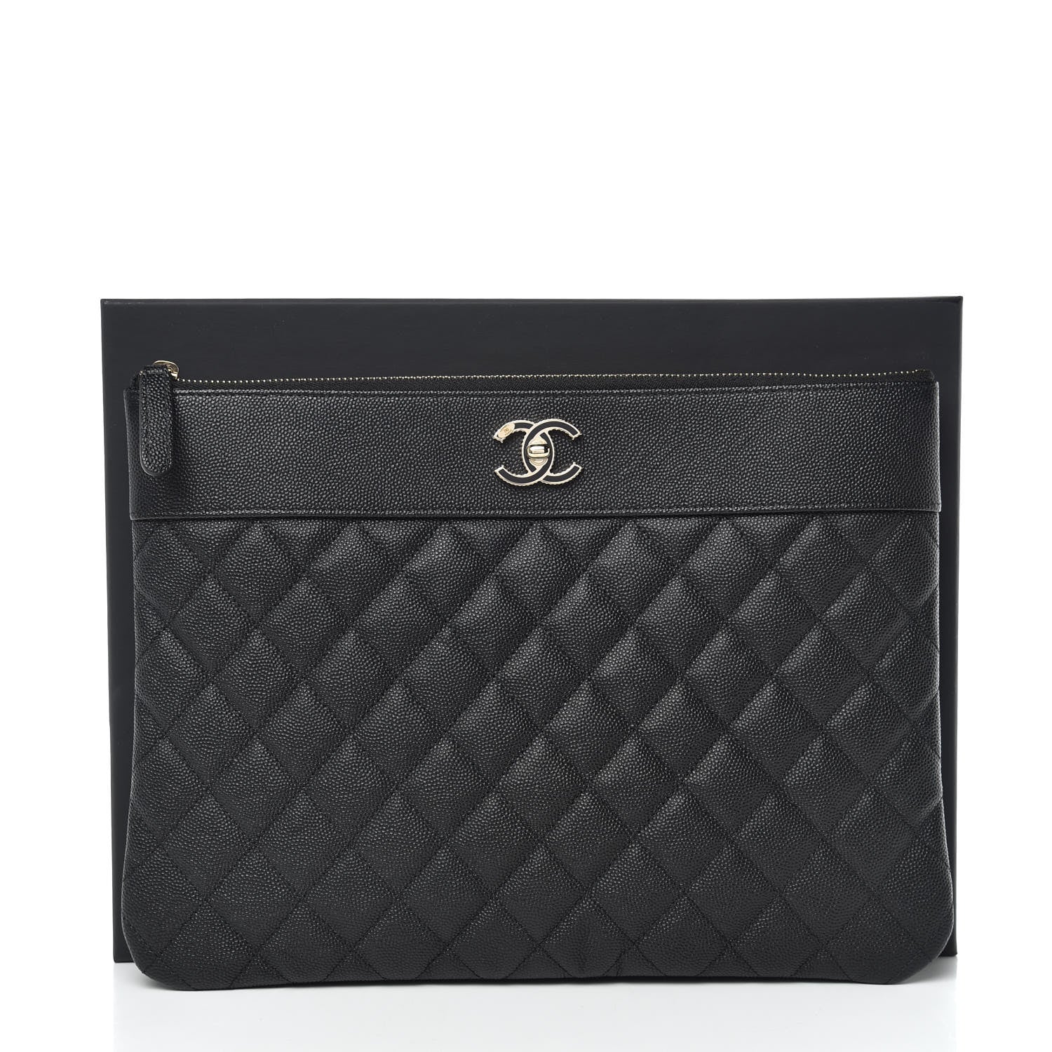 Chanel Caviar Quilted Medium Vintage Mademoiselle Cosmetic Case Black 10 of 10