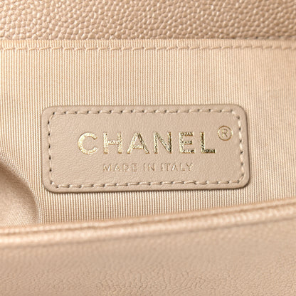 Chanel Iridescent Caviar Chevron Quilted Small Boy Flap Beige 6 of 10