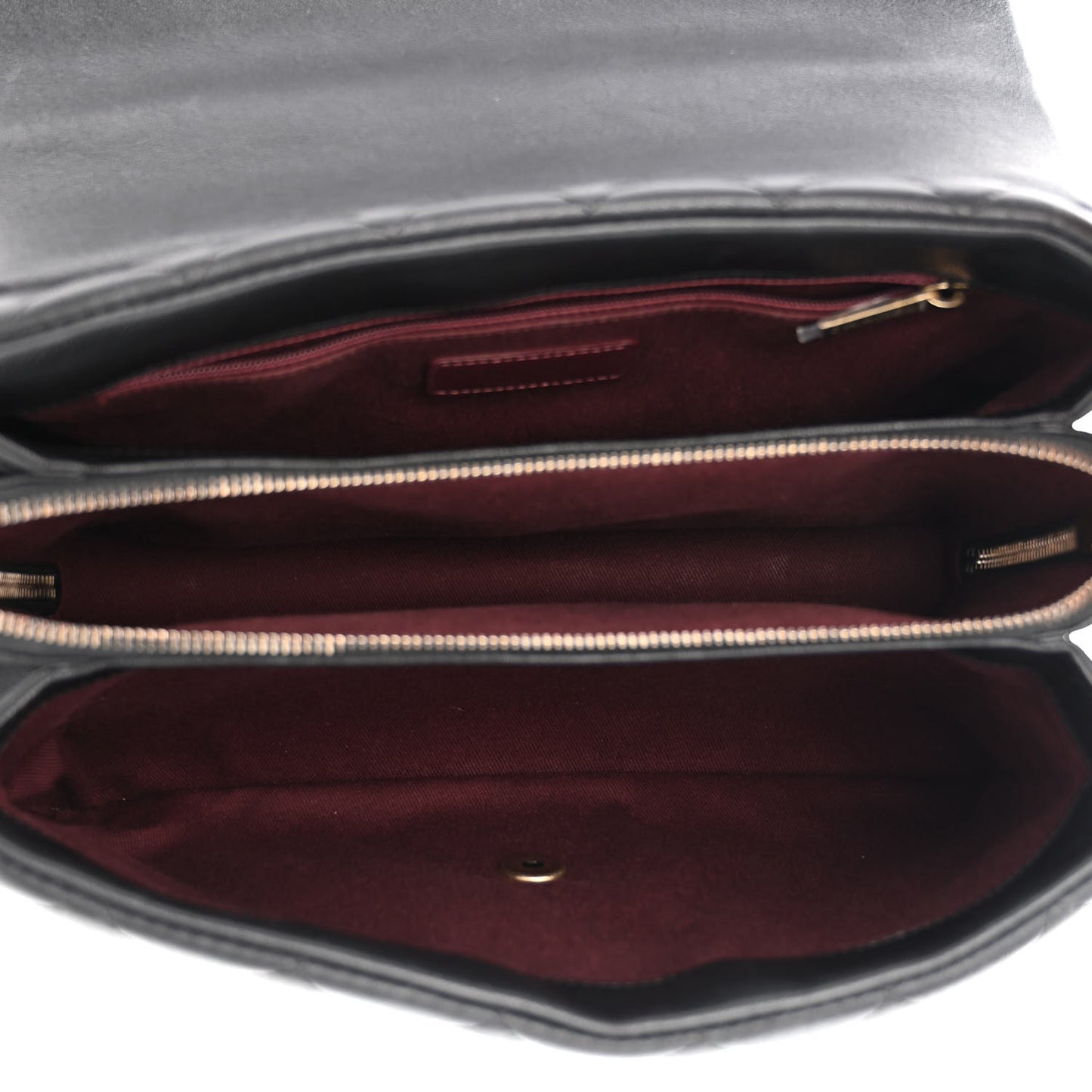 Shiny Sheepskin Quilted Large Trapezio Flap Black