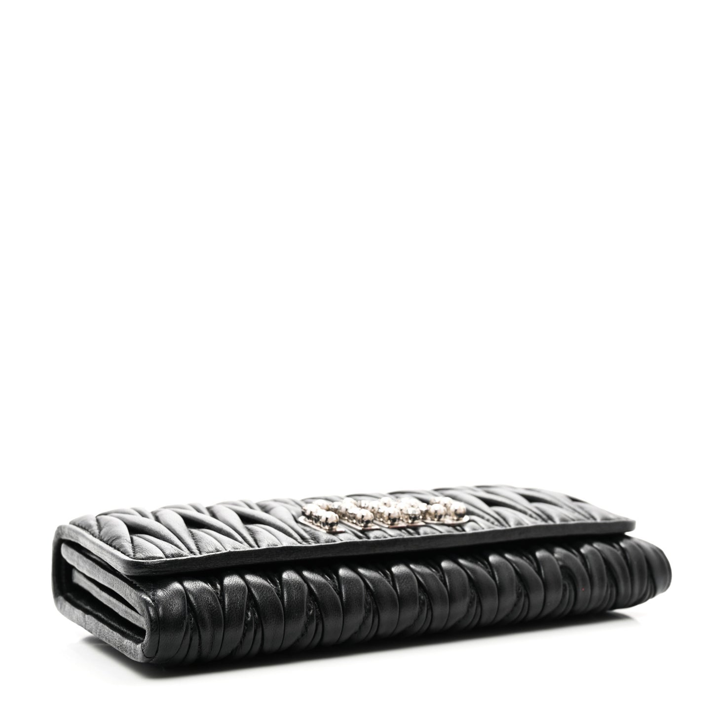 Nappa Matelasse Crystal Logo Continental Wallet Black