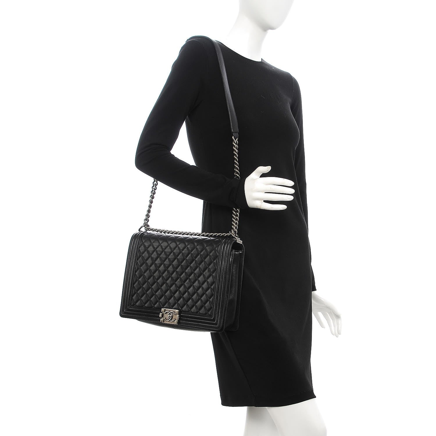 Chanel Lambskin Quilted Large Boy Flap Black 2 of 8