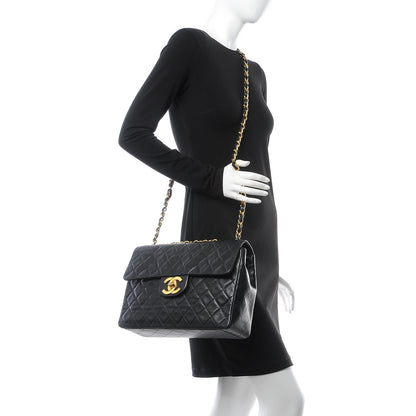 Chanel Lambskin Quilted XL Jumbo Single Flap Black 2 of 8