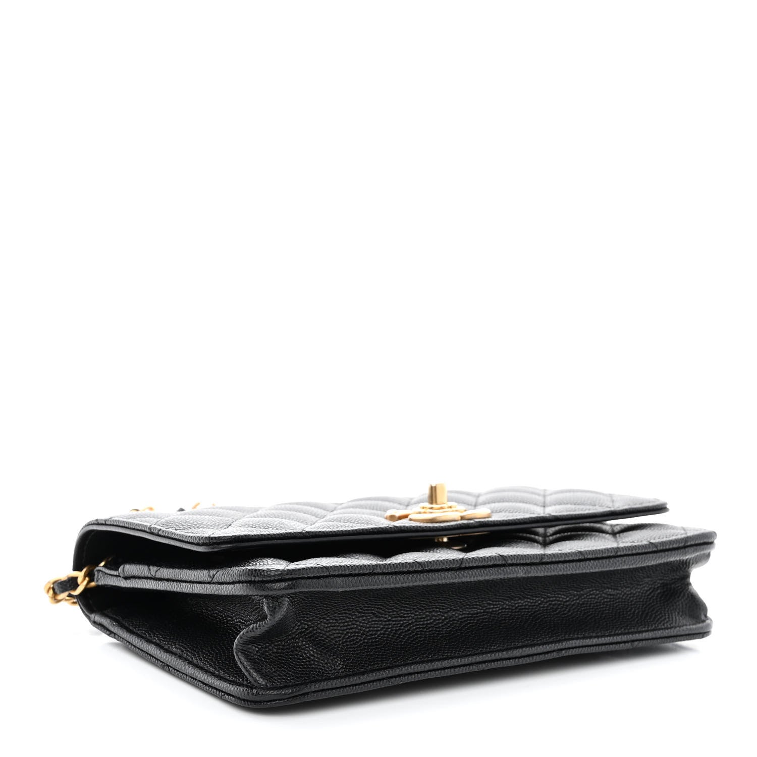 Chanel Caviar Quilted Camellia Wallet On Chain WOC Black 4 of 12