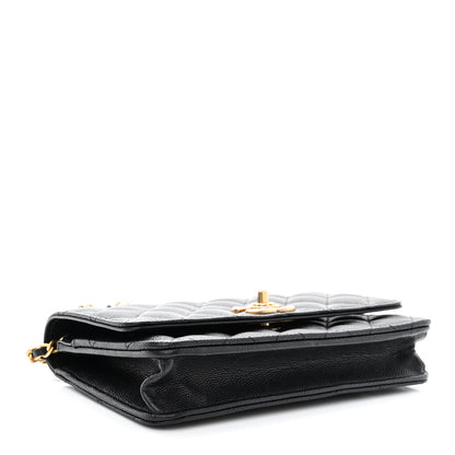 Chanel Caviar Quilted Camellia Wallet On Chain WOC Black 4 of 12