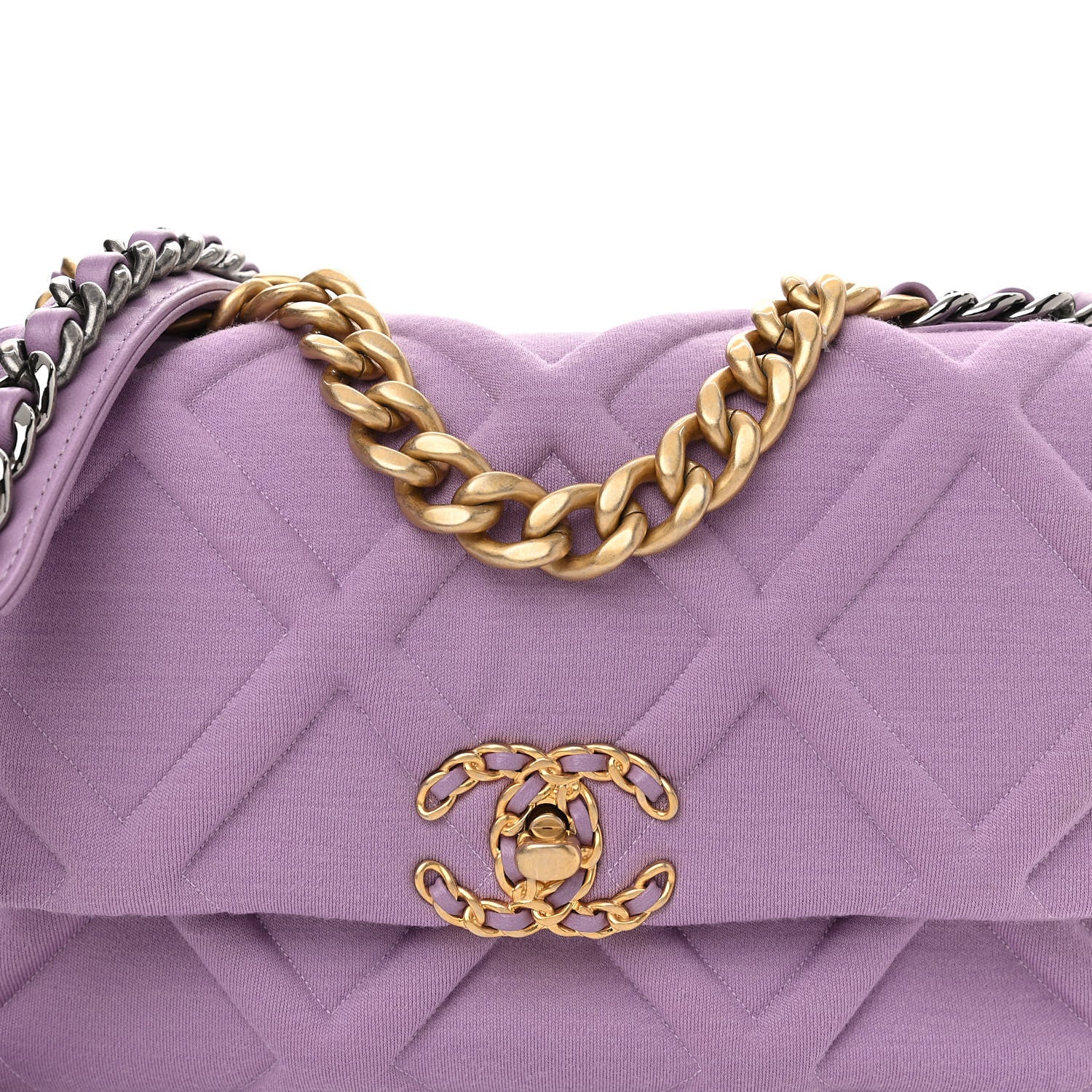 Chanel Jersey Lambskin Quilted Medium Chanel 19 Light Flap Purple 8 of 10