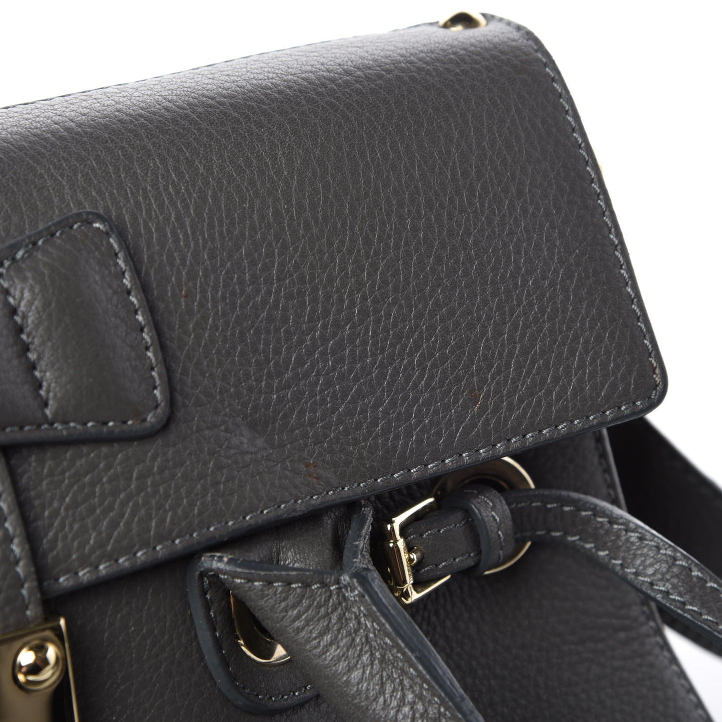 Grainy Calfskin Large Rosalie Satchel Grey