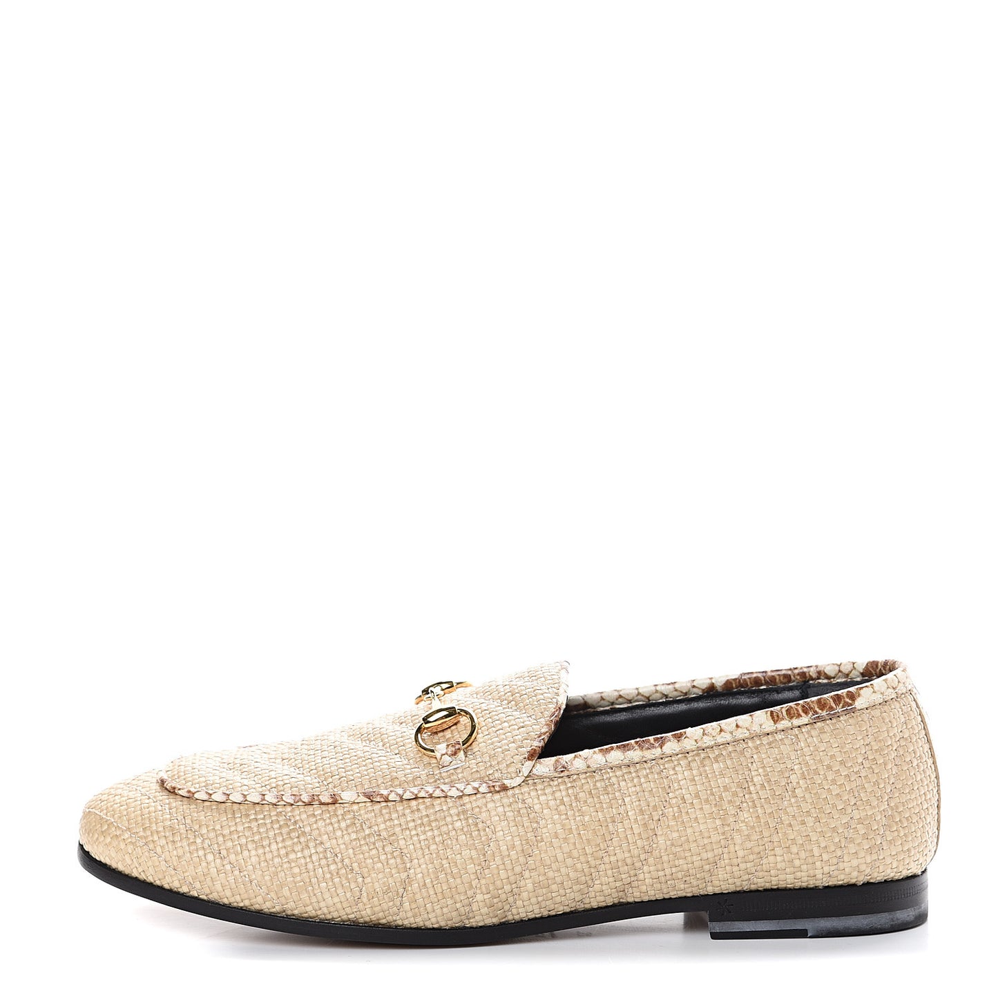 Raffia Elaphe Matelasse Horsebit Womens Jordaan Loafers 37 Natural Cream Brown