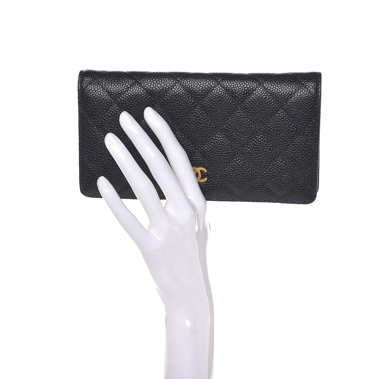 Chanel Caviar Quilted Yen Wallet Black 2 of 8