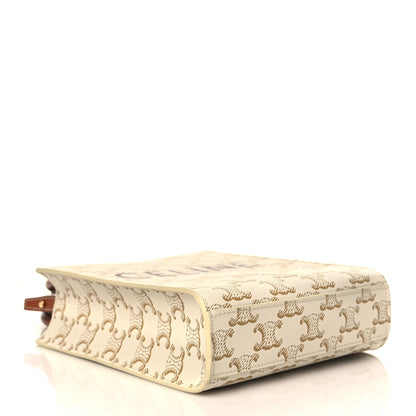 Celine Triomphe Canvas Calfskin Mini Vertical Cabas White 4 of 7