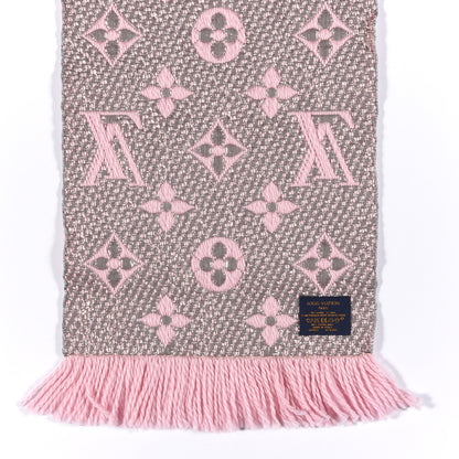 Louis Vuitton Wool Silk Logomania Shine Scarf Pink 2 of 3