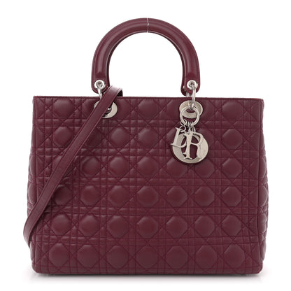 Christian Dior Lambskin Cannage Large Lady Dior Burgundy 1 of 15