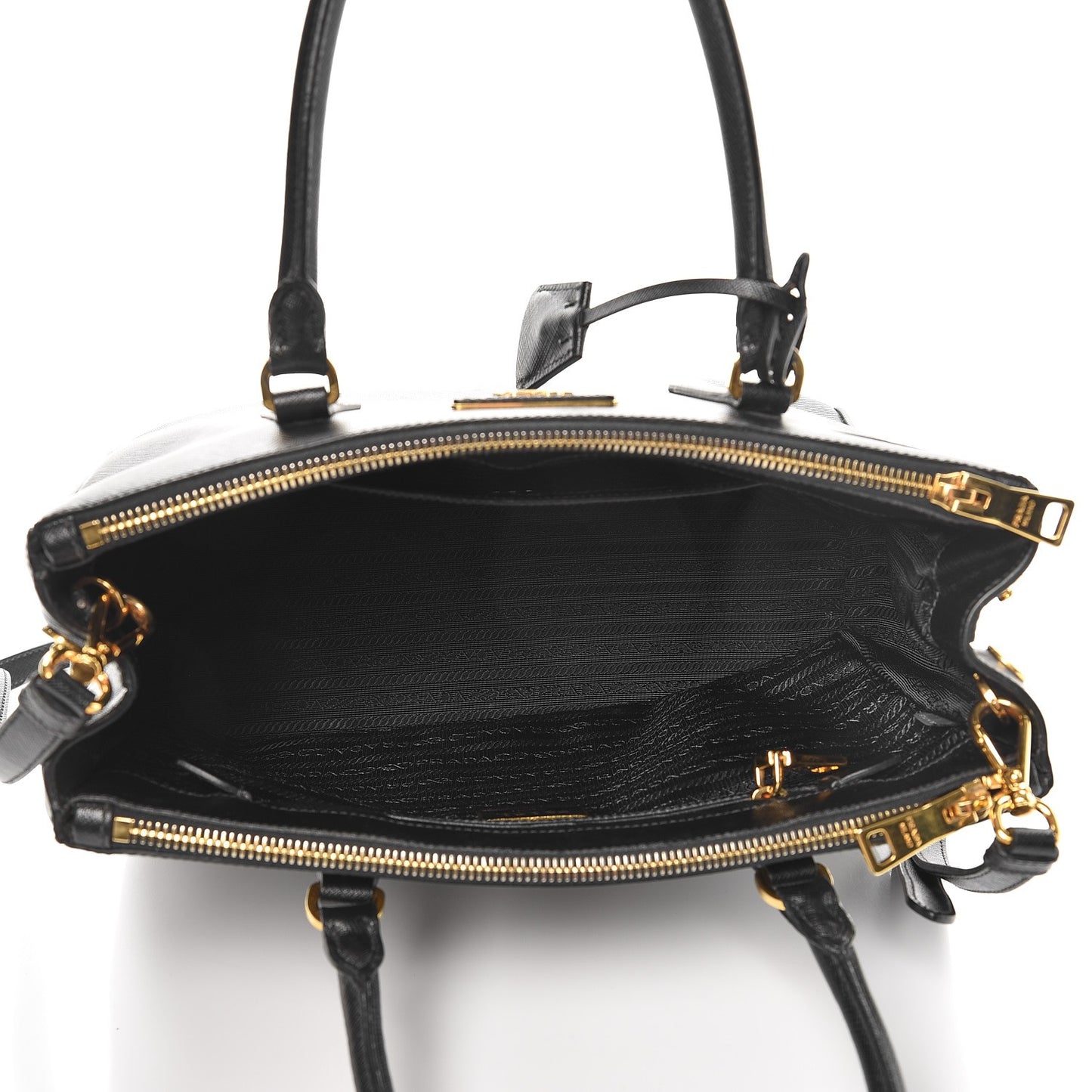 Saffiano Small Galleria Double Zip Tote Black