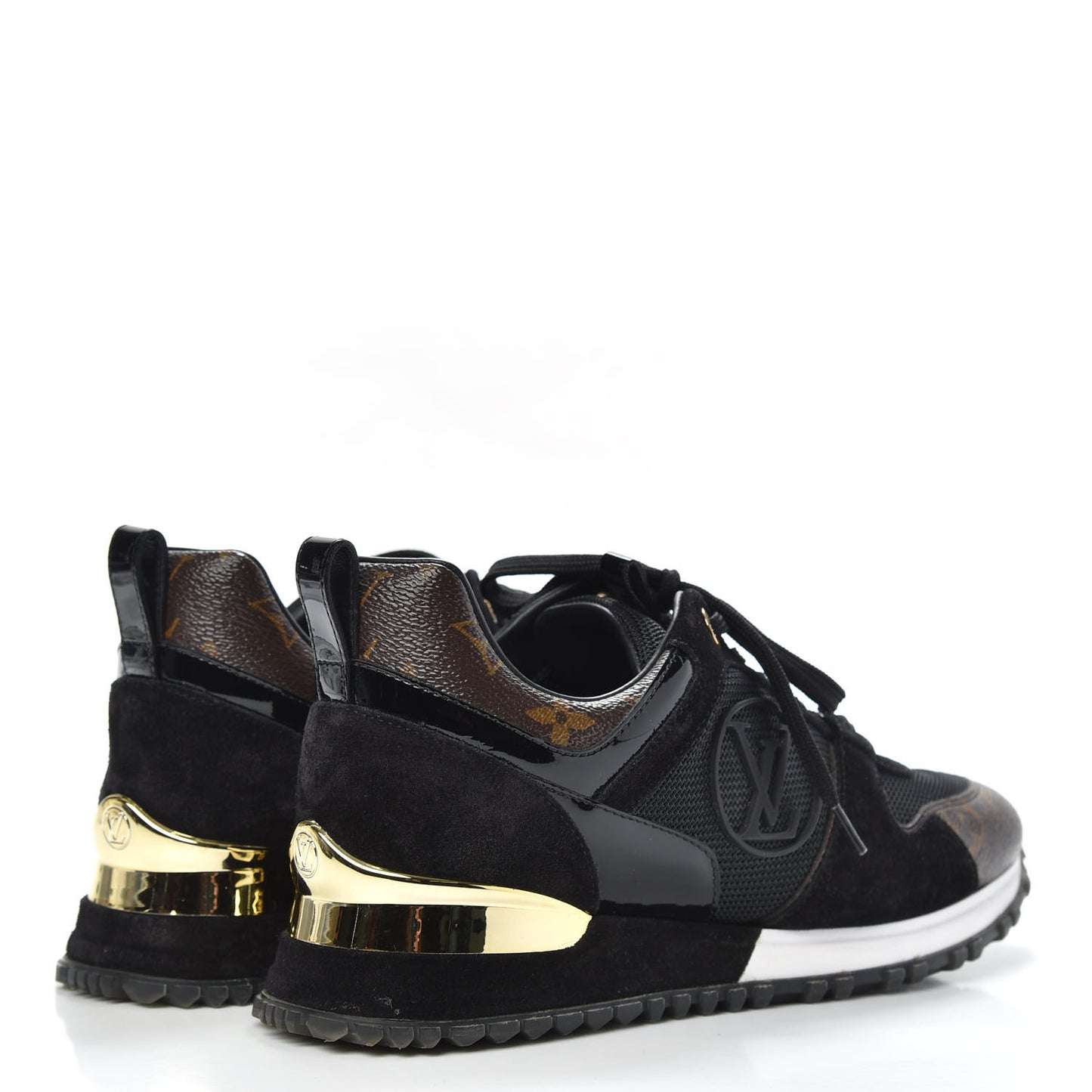 Suede Monogram Run Away Sneakers 35.5 Black