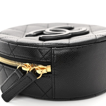 Chanel Caviar Quilted Small Round Vanity With Chain Black 9 of 10