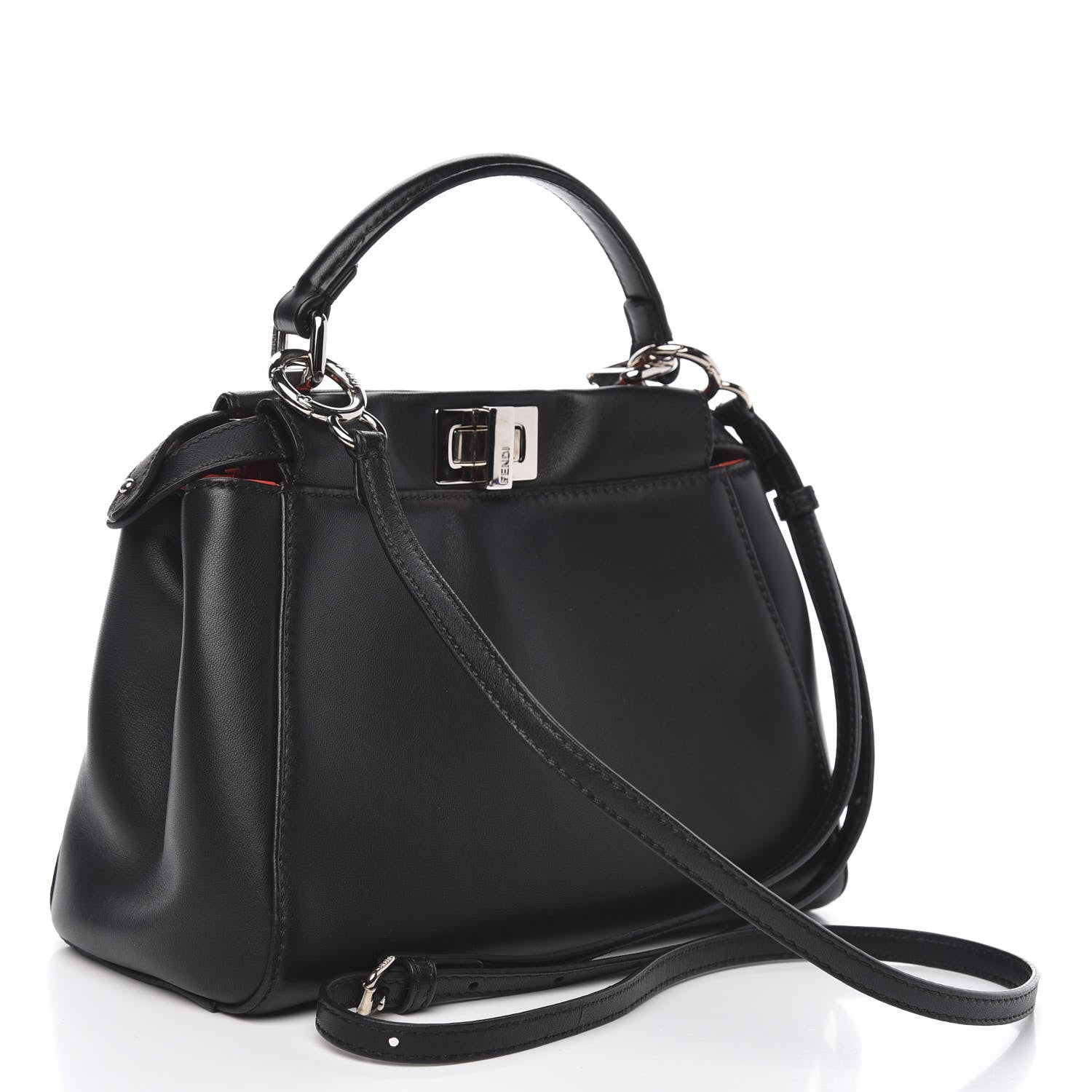 Fendi Nappa Karung Monster Eyes Mini Peekaboo Iconic Satchel Black Papavero 3 of 10