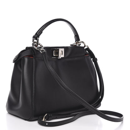 Fendi Nappa Karung Monster Eyes Mini Peekaboo Iconic Satchel Black Papavero 3 of 10