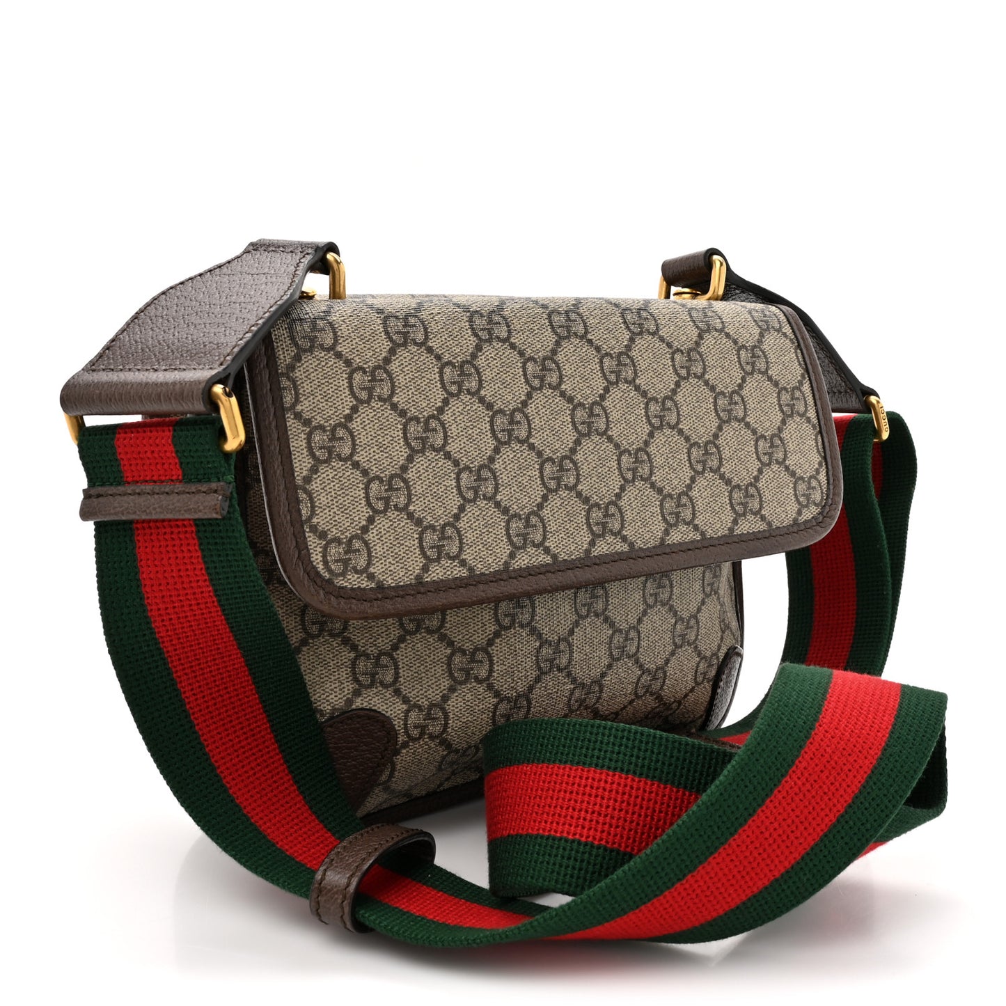 GG Supreme Monogram Web Small Neo Vintage Double Flap Messenger Bag Beige New Acero