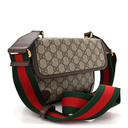 Gucci GG Supreme Monogram Web Small Neo Vintage Double Flap Messenger Bag Beige New Acero 3 of 11