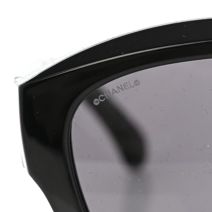 Chanel Acetate Metal Crystal Square Folding Sunglasses 6055-B Black 7 of 8