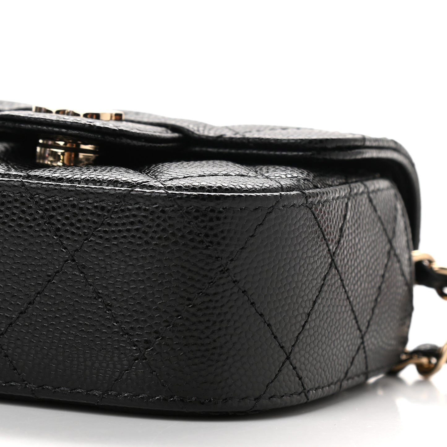 Caviar Quilted Mini Clutch With Chain Black