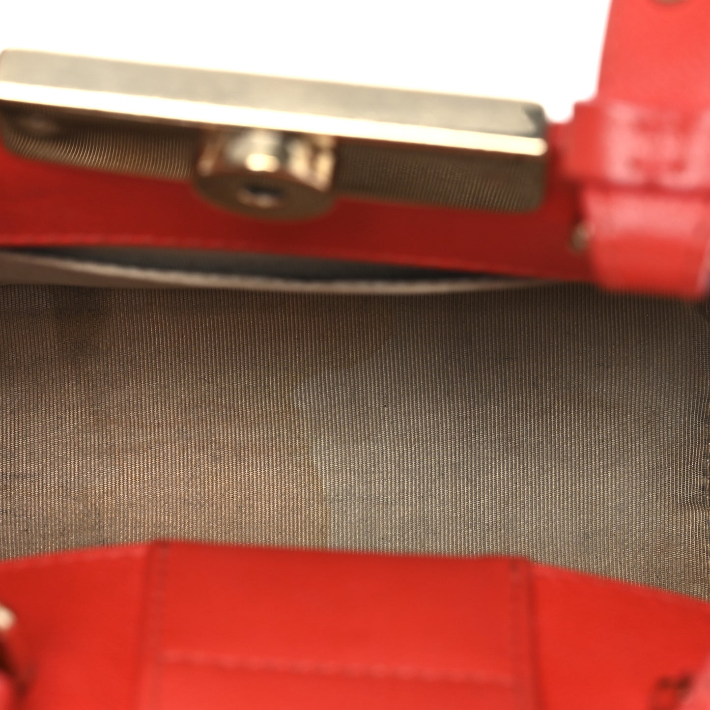 Grained Calfskin Stitched Mini Label Click Shopper Tote Red