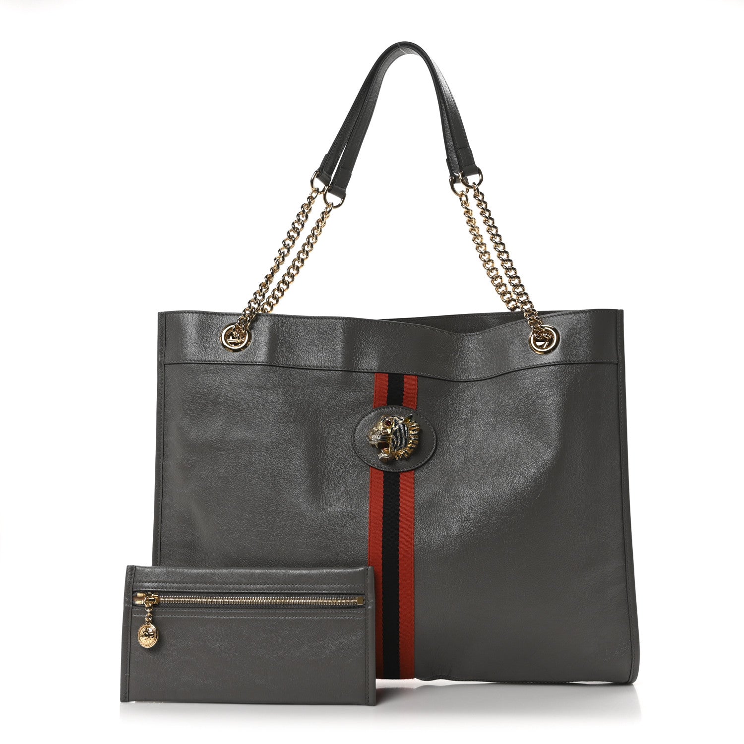 Gucci Calfskin Large Rajah Chain Tote Grey 3 of 11