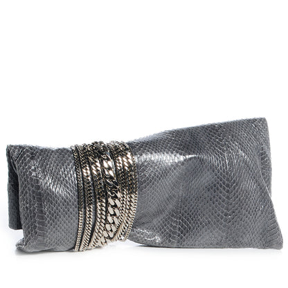 Jimmy Choo Elaphe Snakeskin Chandra Clutch Grey 3 of 10
