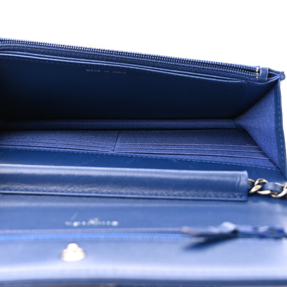 Chanel Lambskin Quilted Boy Wallet On Chain WOC Blue 5 of 12