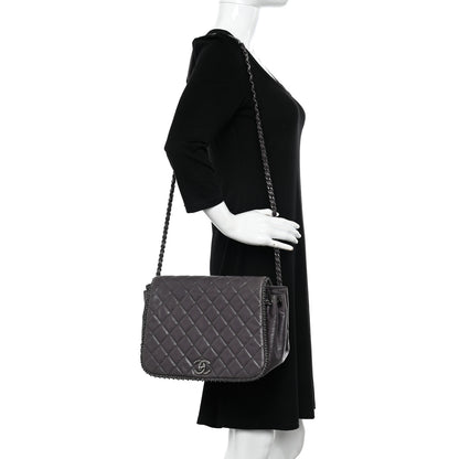 Chanel Calfskin Quilted Large CC Enchained Accordion Flap Grey 2 of 10
