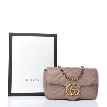 Gucci Calfskin Matelasse Super Mini GG Marmont Shoulder Bag Porcelain Rose 10 of 10