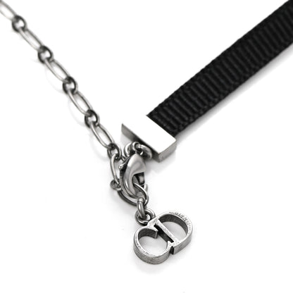 Christian Dior Grosgrain Ribbon Dior Logo Choker Necklace Black 4 of 4