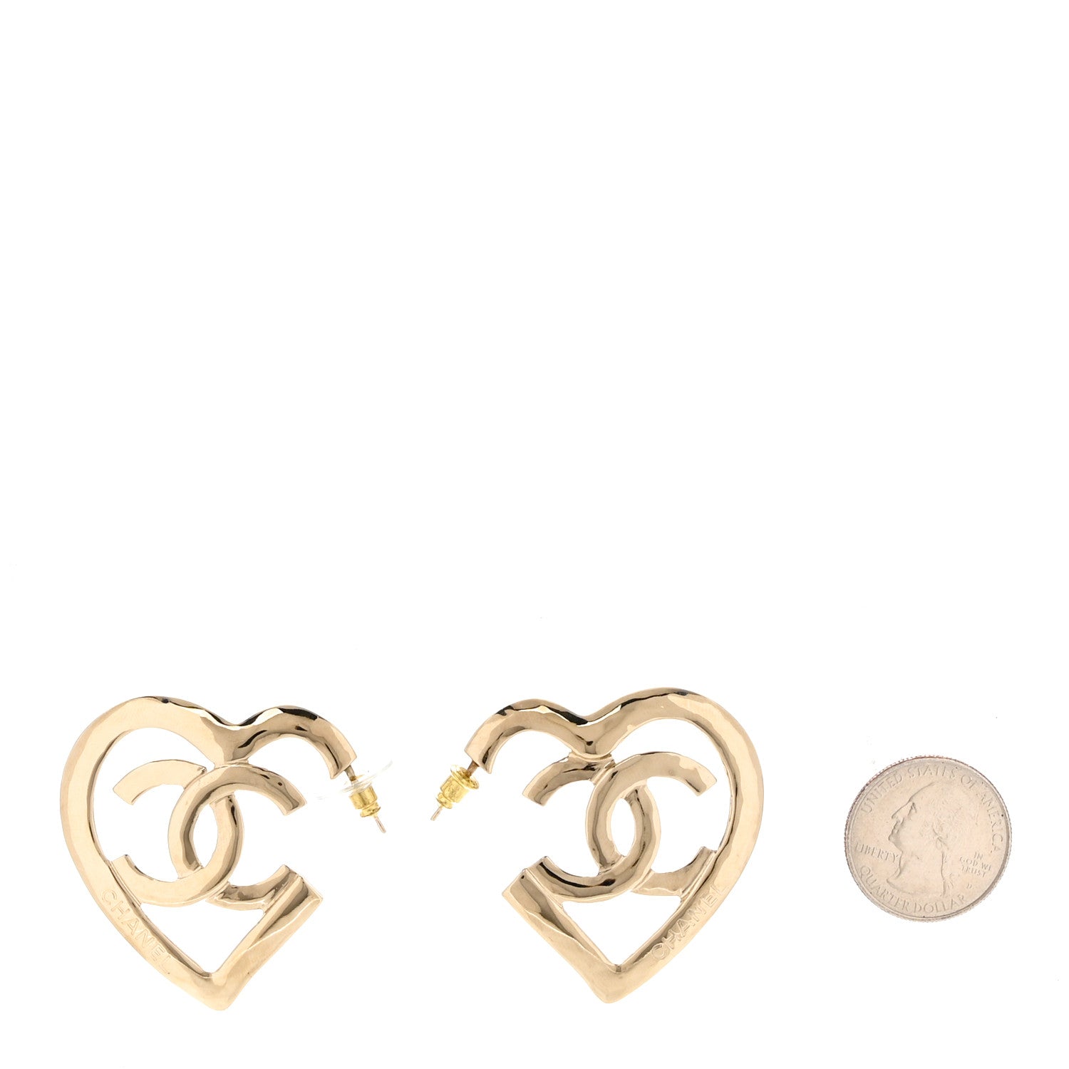 Chanel Metal CC Heart Coco In Love Hoop Earrings Gold 2 of 5