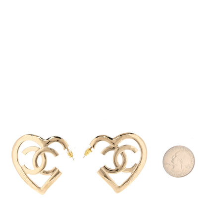 Chanel Metal CC Heart Coco In Love Hoop Earrings Gold 2 of 5