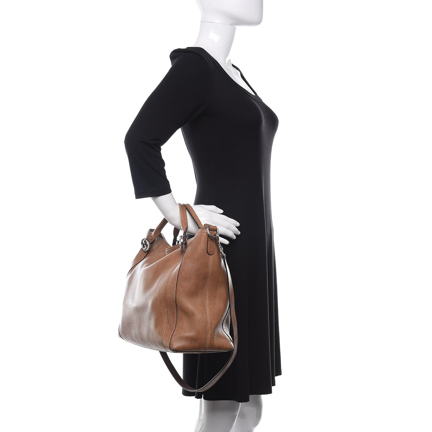 Pebbled Calfskin Medium Miss GG Top Handle Bag Light Cuir