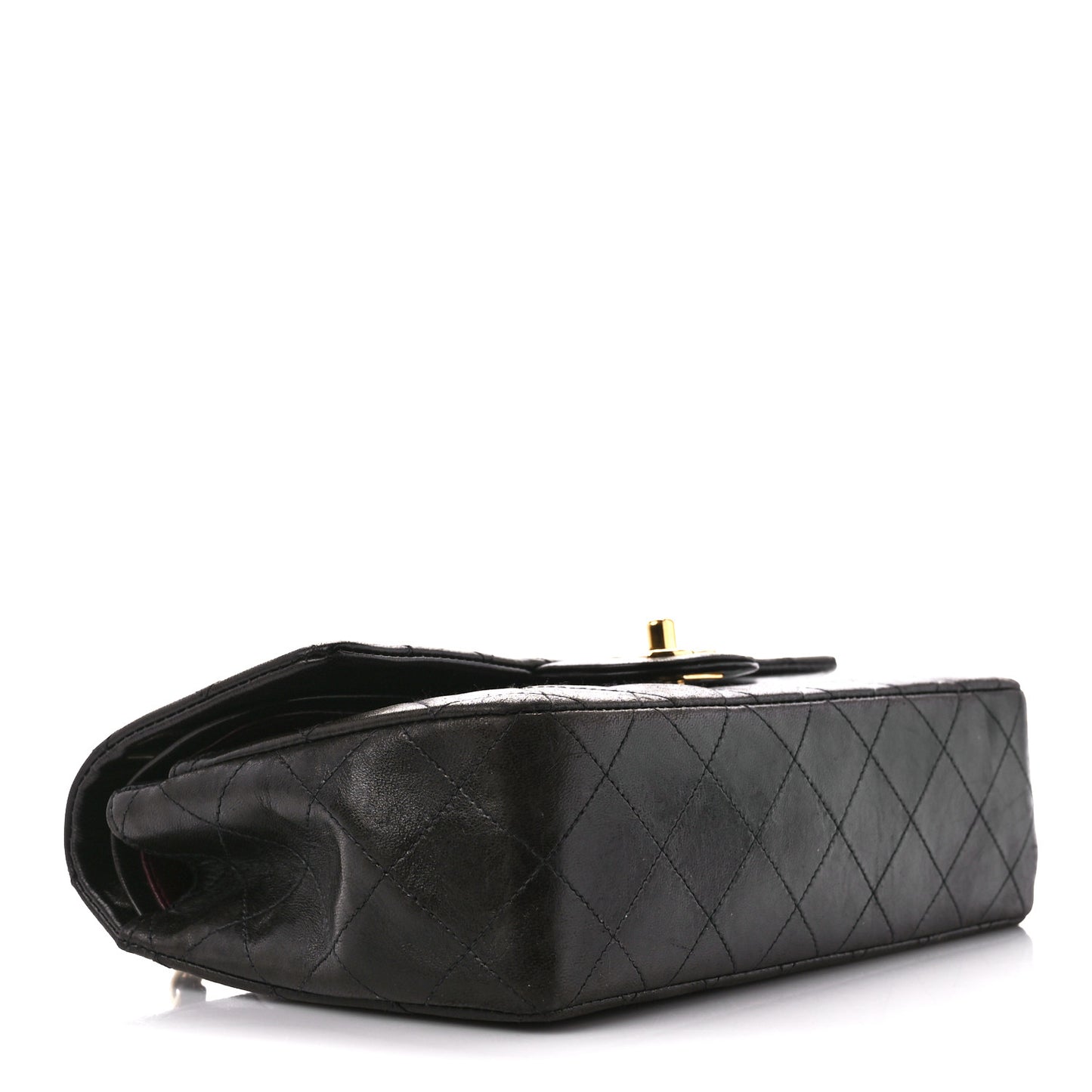 Lambskin Quilted Small Double Flap Black