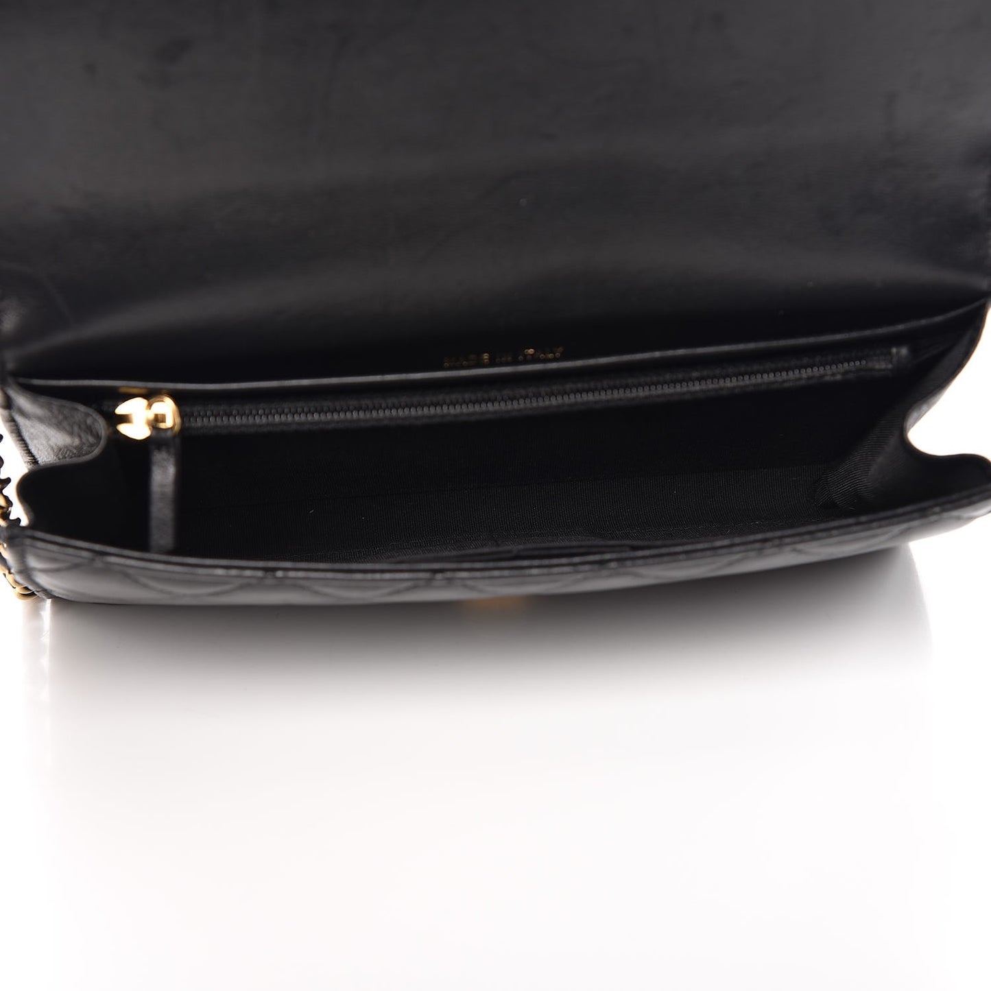 Lambskin Quilted Boy Wallet On Removable Chain WOC Black