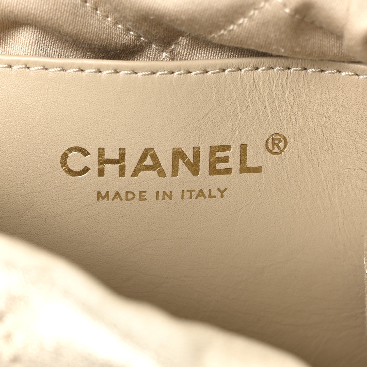 Metallic Lambskin Quilted Mini Chanel 22 Golden