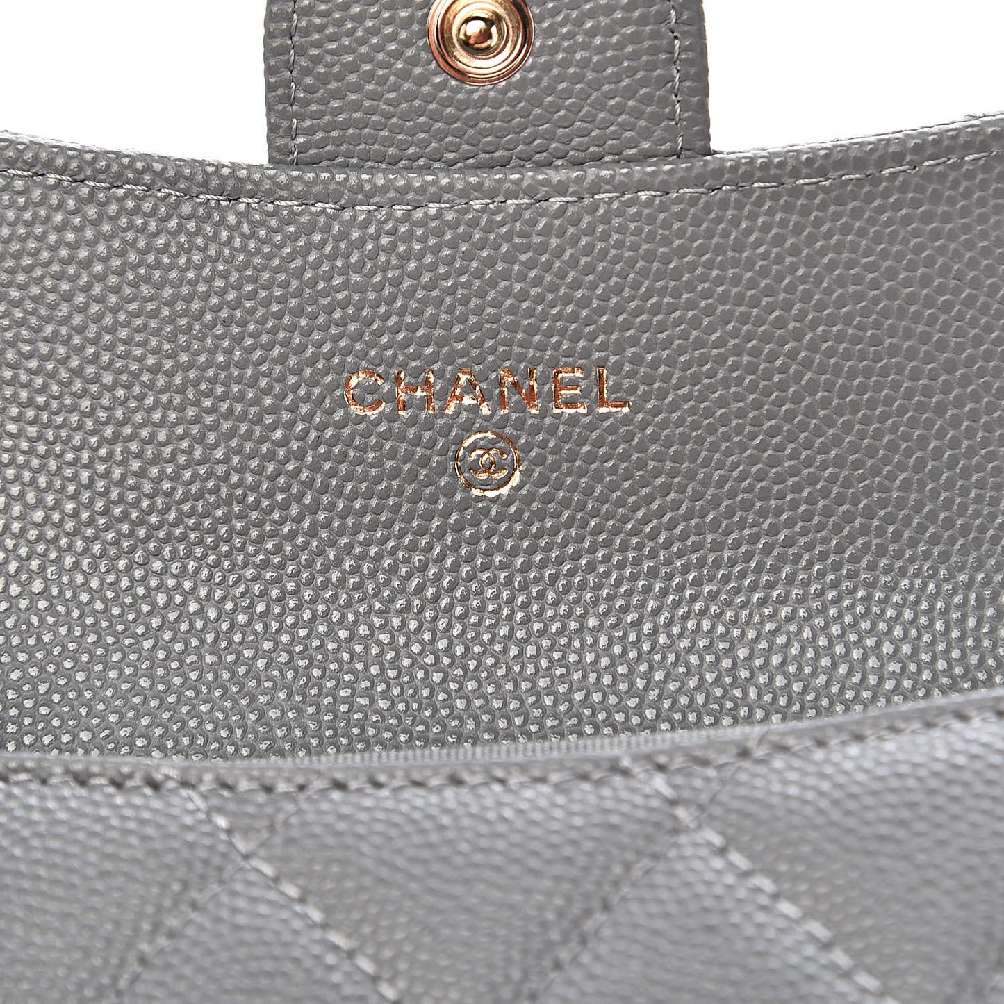 Caviar Quilted Flap Card Holder Wallet Dark Grey