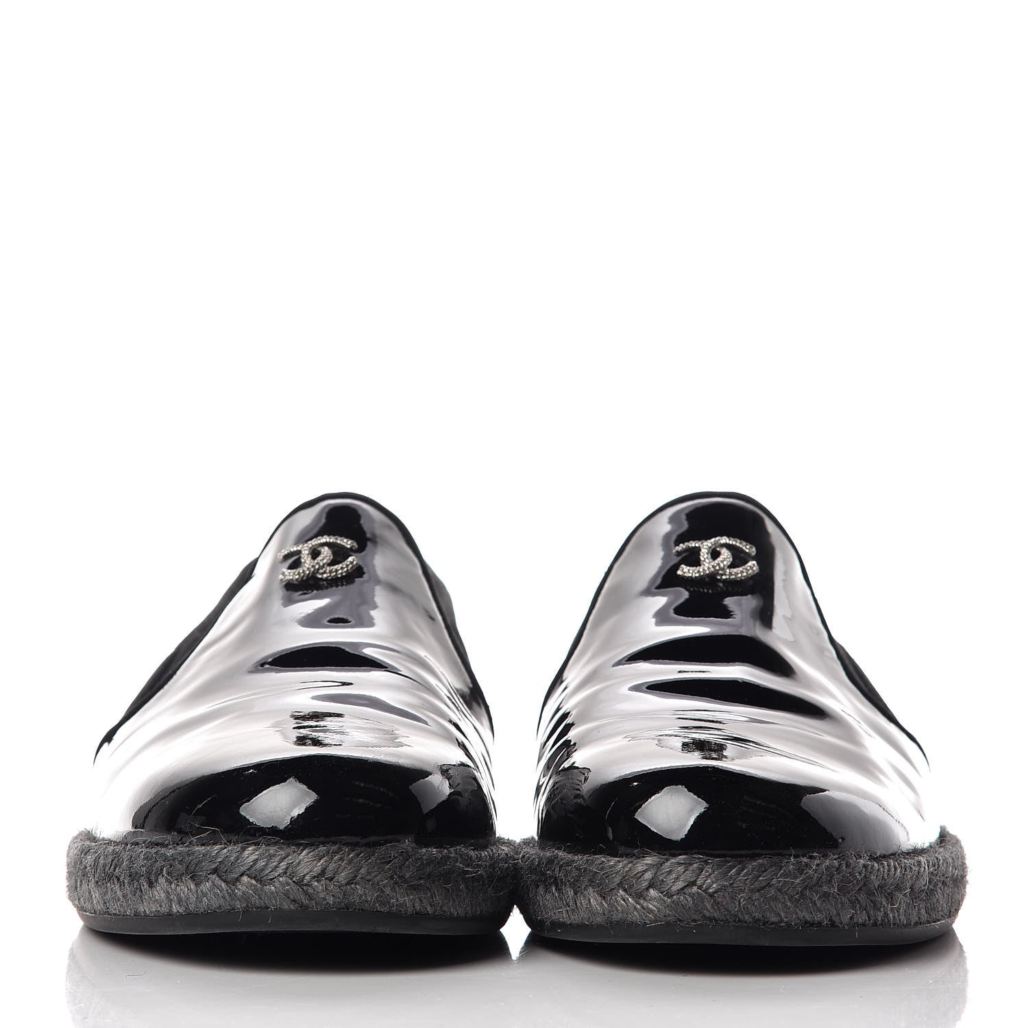 Chanel Patent Calfskin CC Mocassin Loafer Espadrilles 40.5 Black 2 of 11