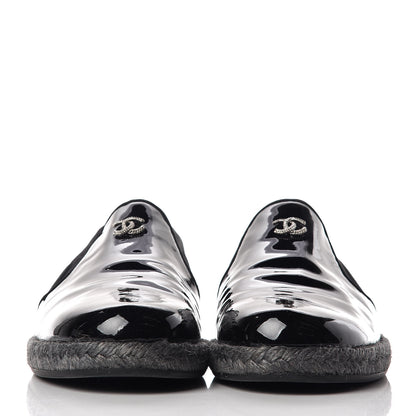 Chanel Patent Calfskin CC Mocassin Loafer Espadrilles 40.5 Black 2 of 11