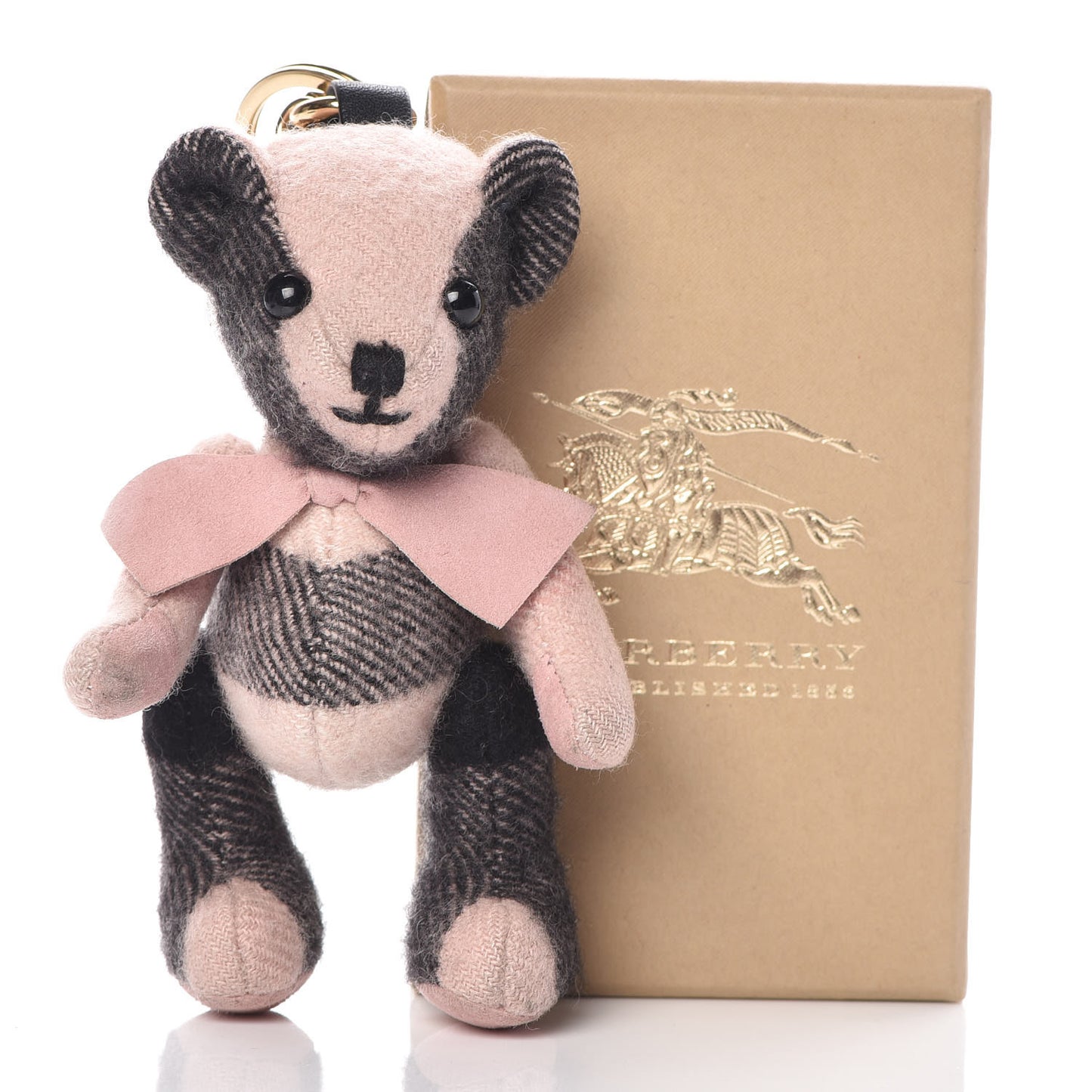 Cashmere House Check Colours Thomas Bear Bag Charm Ash Rose