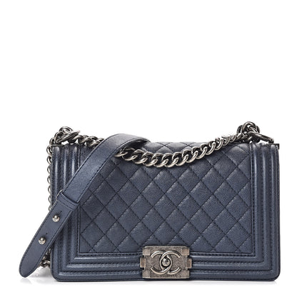 Chanel Calfskin Quilted Medium Boy Flap Dark Navy 1 of 10