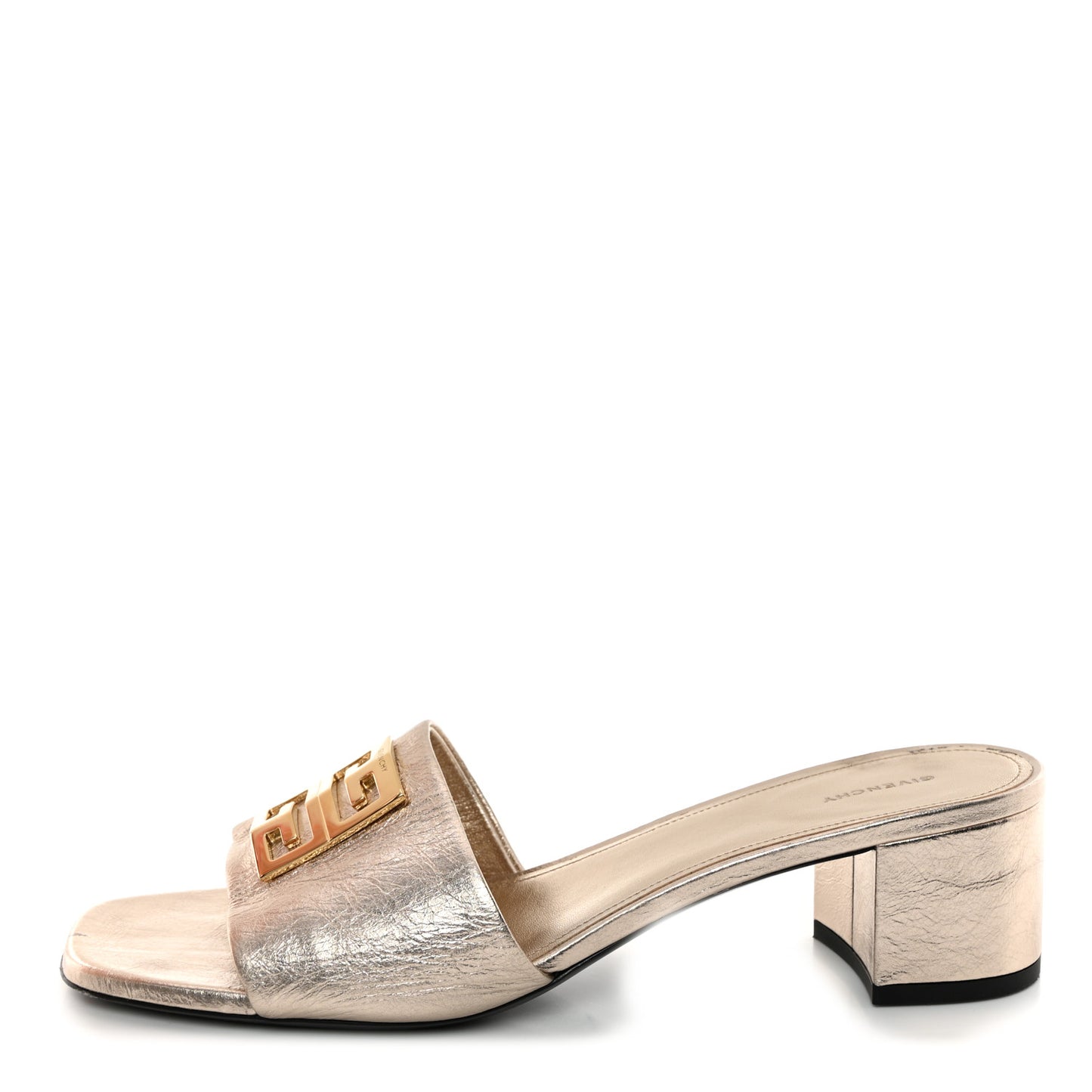 Laminated Calfskin 4G Logo Mule Sandals 40 Dusty Golden
